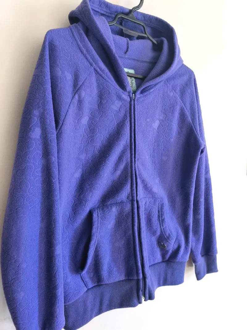 Polerón morado con capucha y cierre mujer talla S - 3