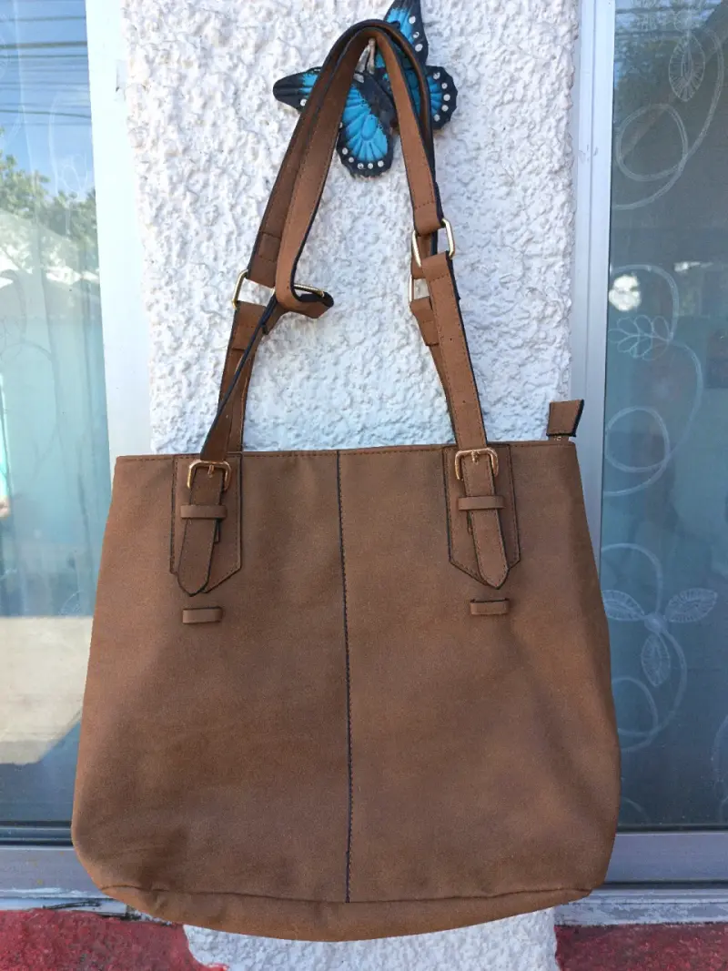Bolso tote marrón de cuero sintético - 2
