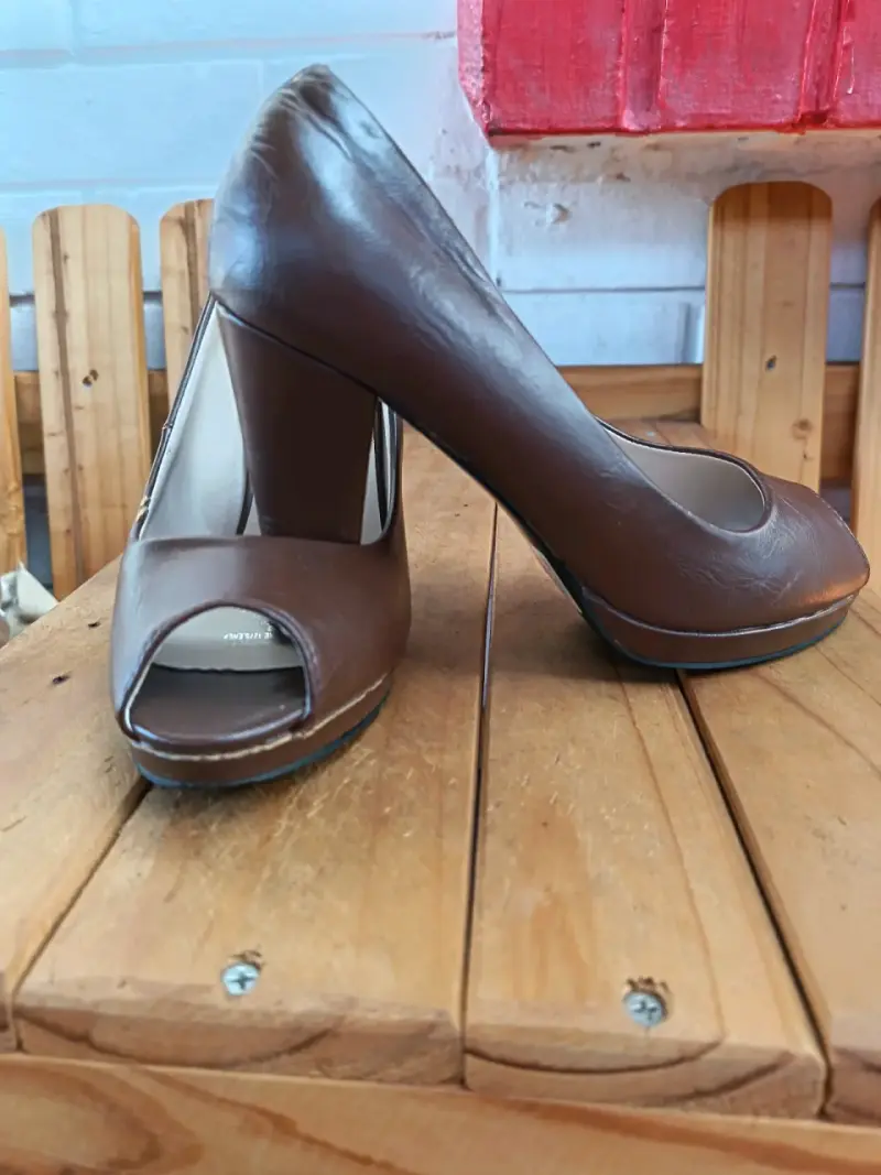 Zapatos de Tacón Abierto Marrón para Mujer - 2