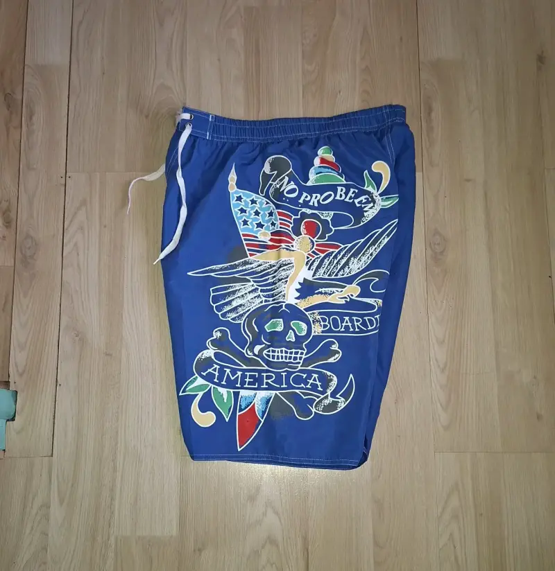 Shorts azules type Ed hardy talla L - 2