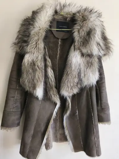 Abrigo de piel sintética Zara Basic mujer - miniatura 1