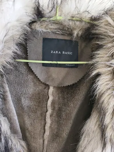 Abrigo de piel sintética Zara Basic mujer - miniatura 3