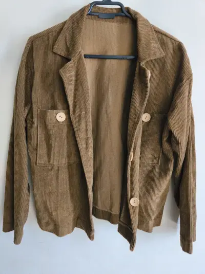Chaqueta cotele marrón para mujer - miniatura 1
