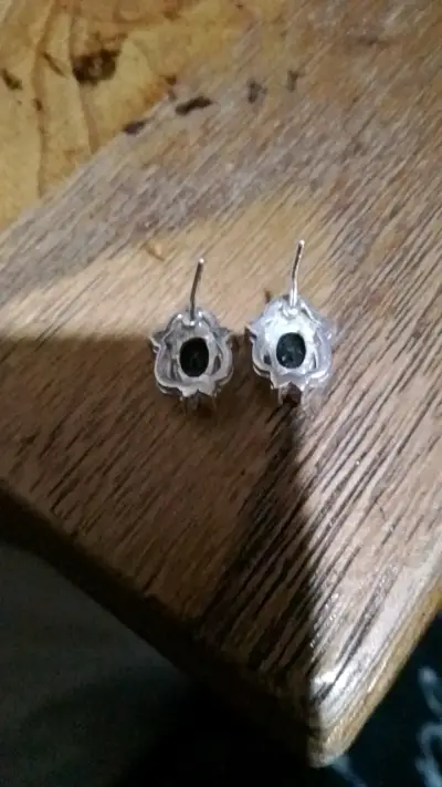 Aros de plata con piedras negras elegantes - miniatura 2
