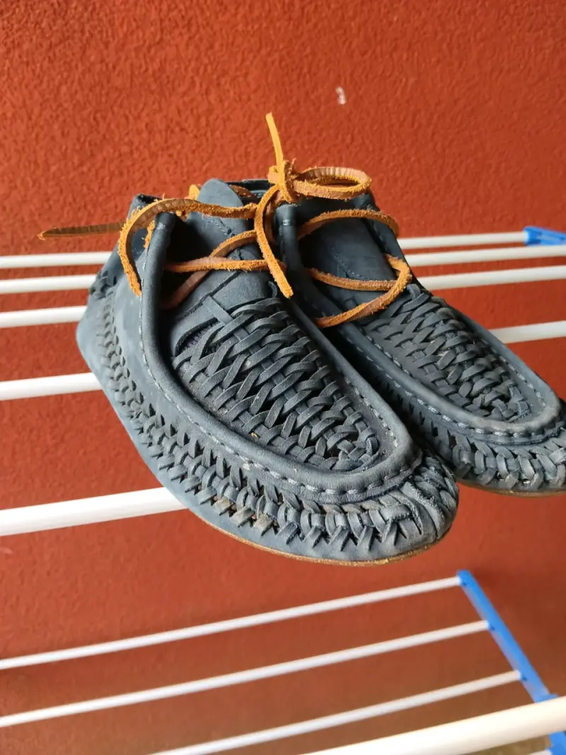 Zapatos de cuero trenzado azul para hombre - 2