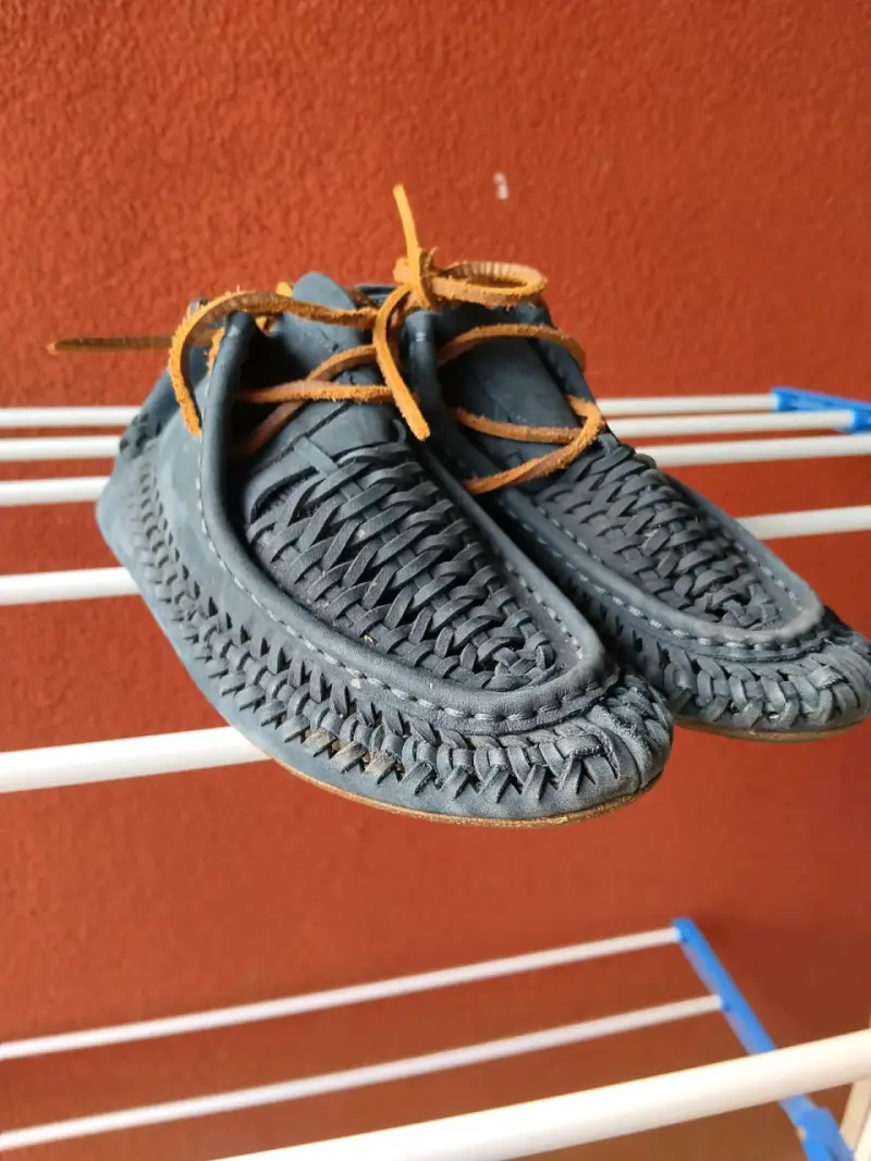 Zapatos de cuero trenzado azul para hombre - 3