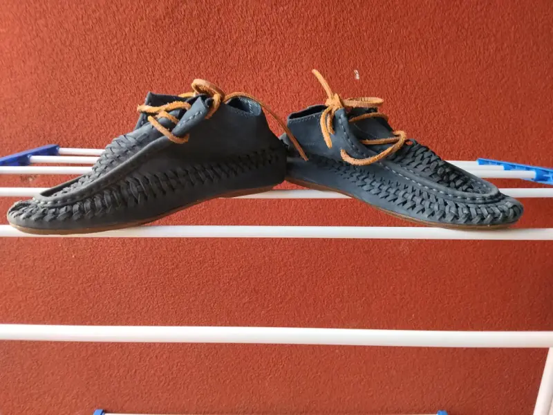 Zapatos de cuero trenzado azul para hombre - 4