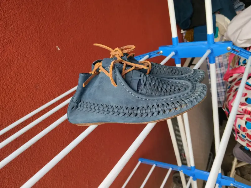 Zapatos de cuero trenzado azul para hombre - 5