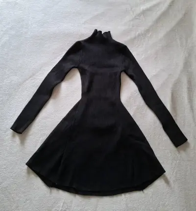 Vestido tejido negro de cuello alto talla S - miniatura 1