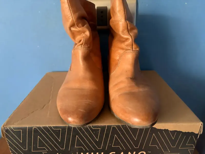 Botines de cuero marrón para mujer - 2