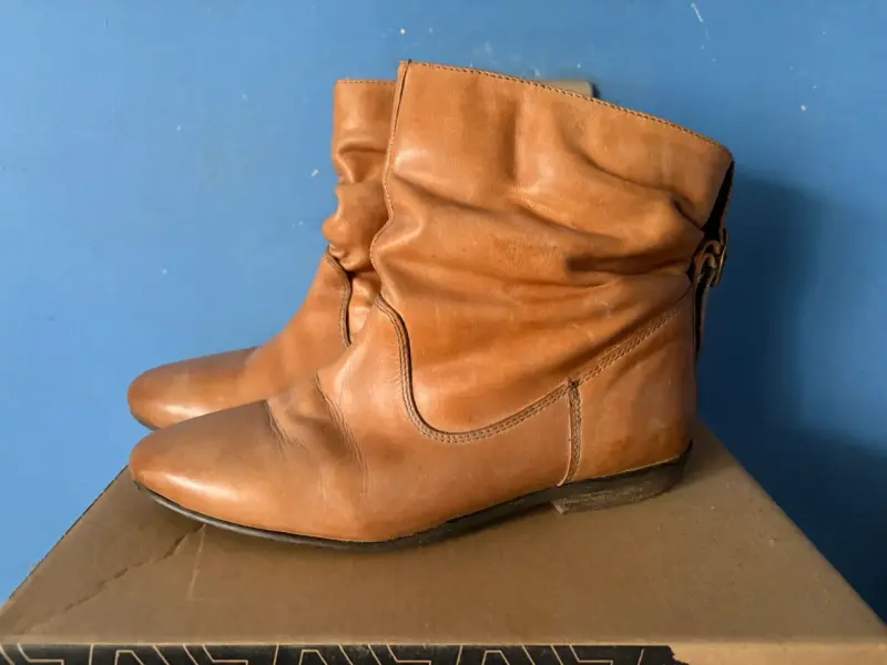 Botines de cuero marrón para mujer - 3