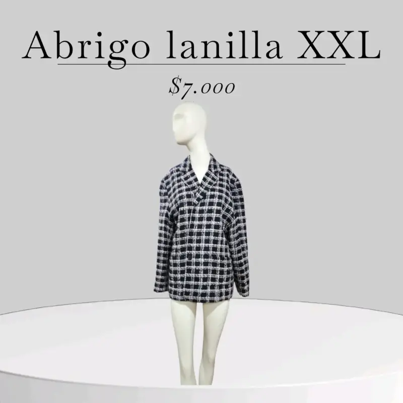 Abrigo de lanilla a cuadros XXL