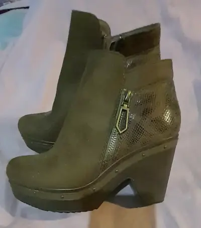 Botines de tacón alto color marrón - miniatura 1