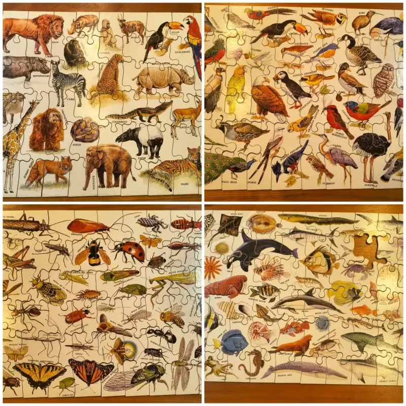 4 Rompecabezas de madera, de animales