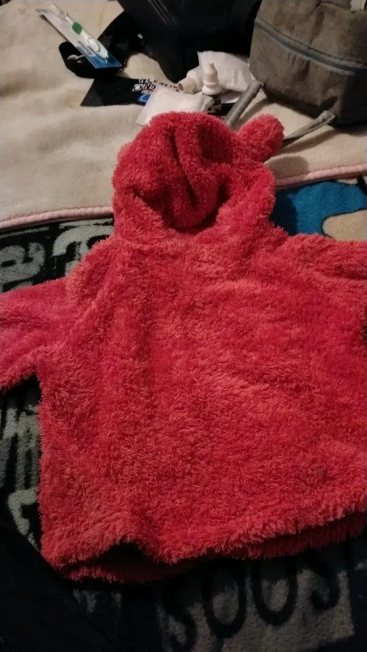 Chaqueta de felpa roja con capucha para niños - 2