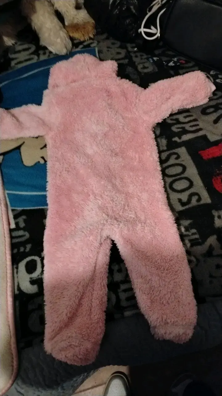 Enterito de bebé rosado con capucha - 4