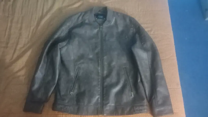 Chaqueta de cuero negra para hombre talla XL - 1