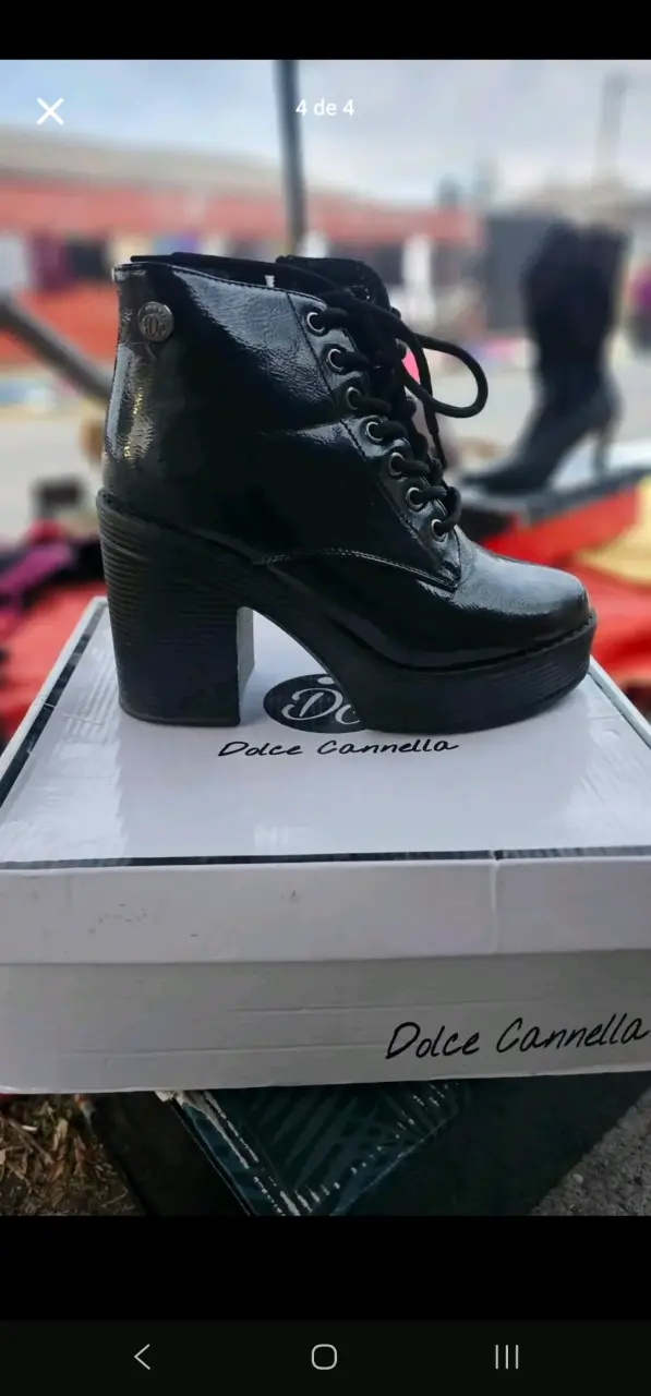Botines de Tacón Negro N35 - 1