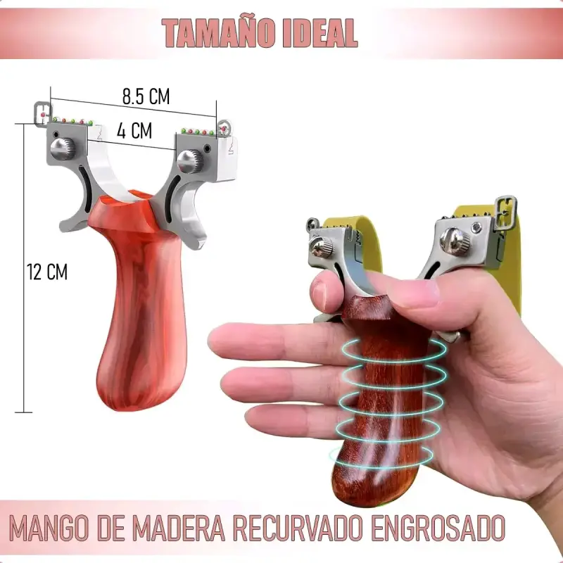 Resortera profesional con mango de madera y mira láser - 3