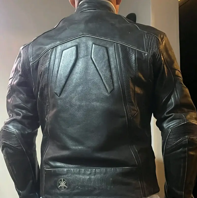 Chaqueta de cuero negra Yamaha para motociclista - 1