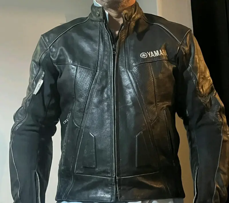 Chaqueta de cuero negra Yamaha para motociclista - 5