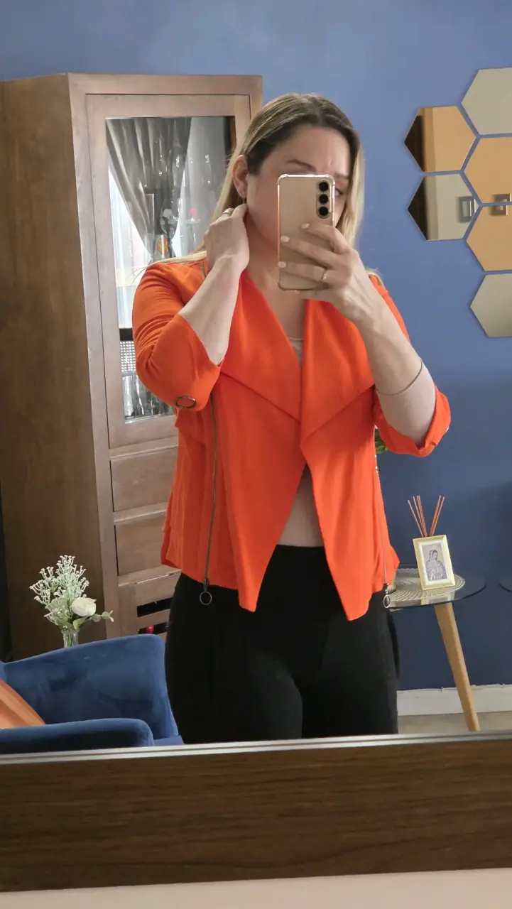 Chaqueta naranja para mujer, marca IO - 2