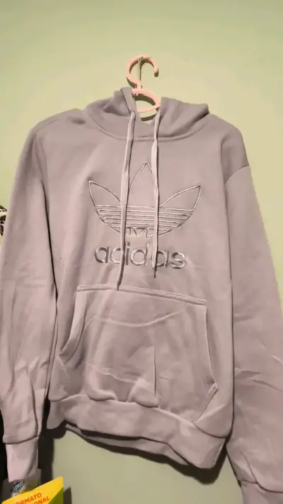 Polerón gris con capucha Adidas logo grande - miniatura 2