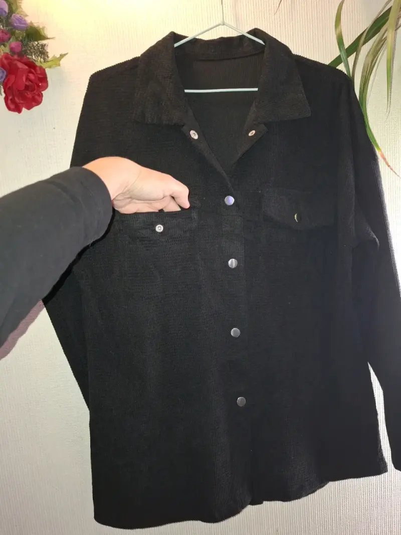 Chaqueta de pana negra para mujer - 3