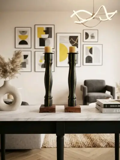 Candelabros de madera decorativos altos - miniatura 1