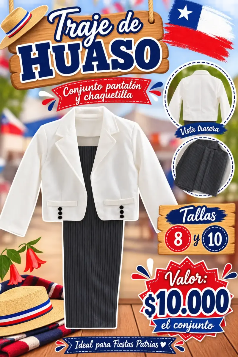 Traje de huaso para niño talla 10