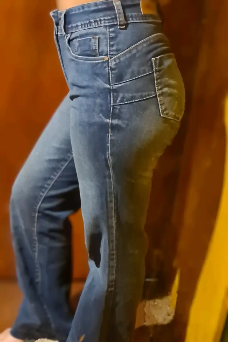 Jeans de Mujer Azul Tiro Alto tela elásticada - 4