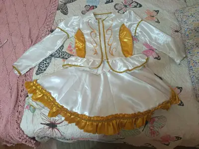 Disfraz de princesa blanco y dorado para niña - miniatura 1