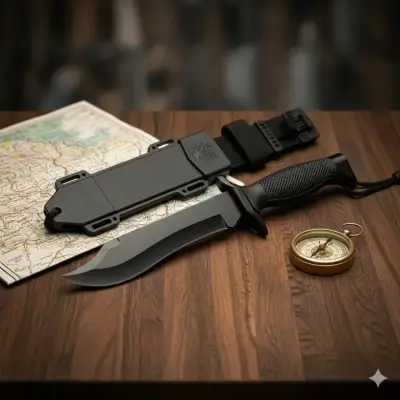 Cuchillo táctico oso negro con funda - miniatura 1