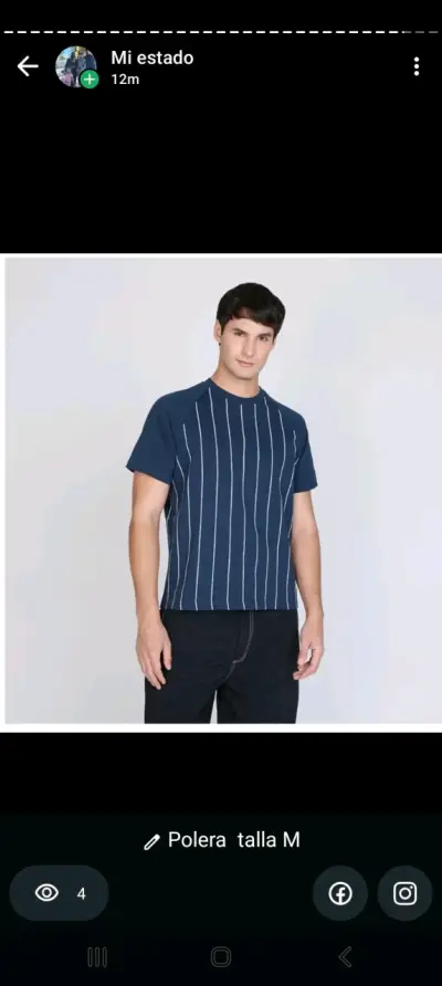 Polera azul a rayas para hombre talla M - miniatura 1