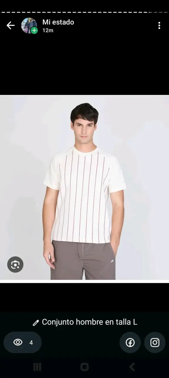Polera azul a rayas para hombre talla M - 2