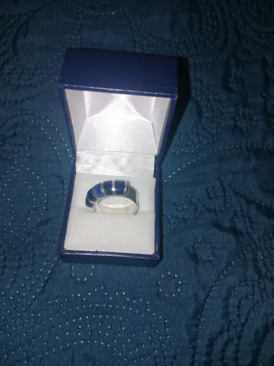 Anillo de plata con piedra lapislasuli caja - miniatura 1