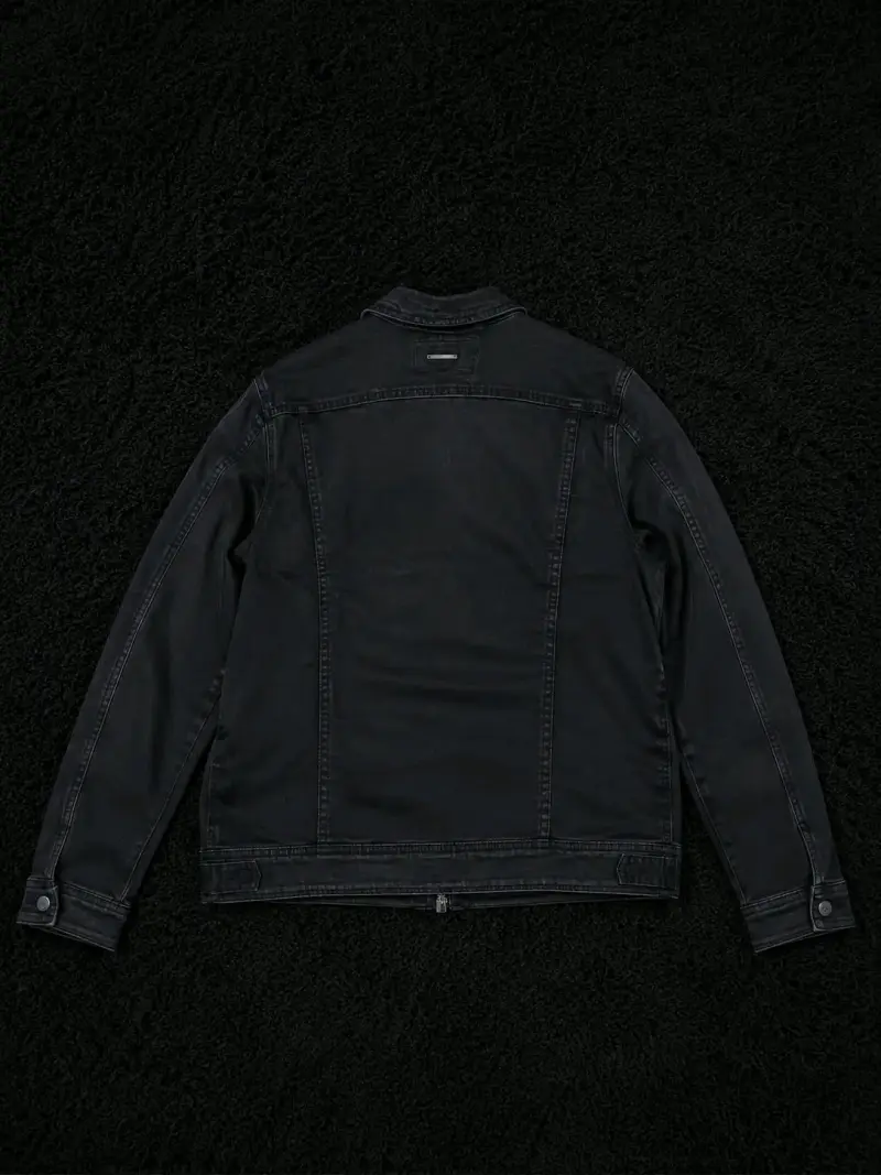 Chaqueta de mezclilla negra para hombre - 2