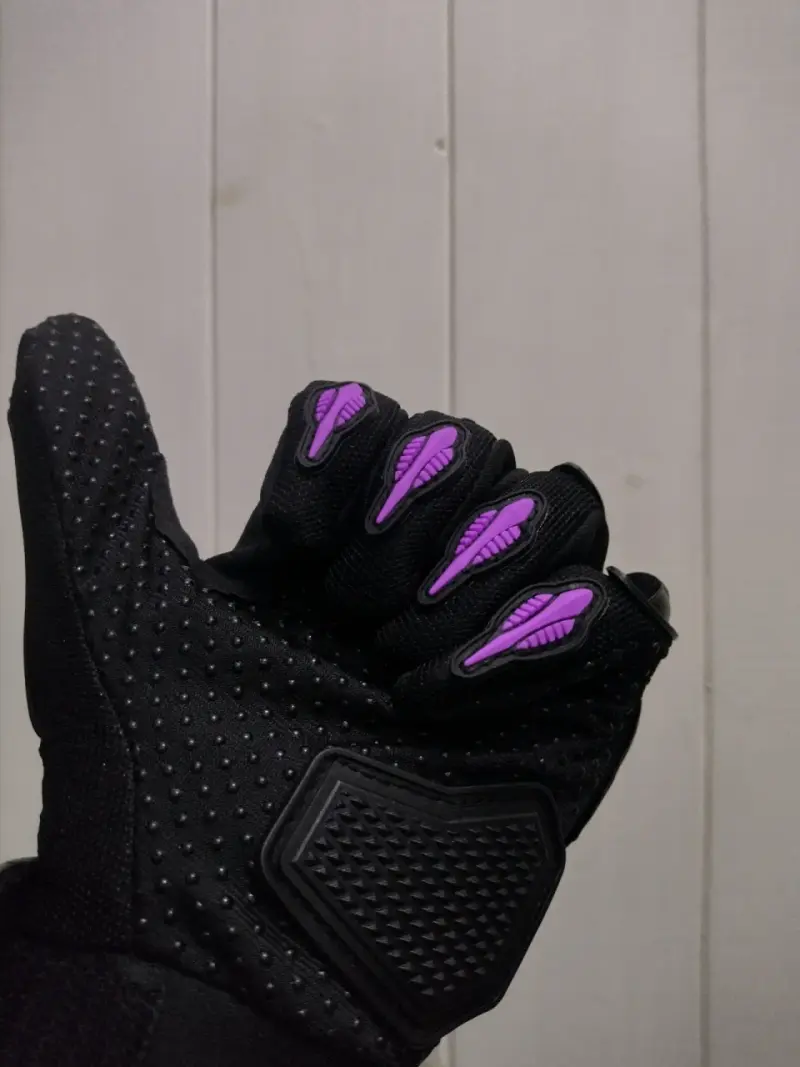Guantes de moto negros con protección rosa - 5