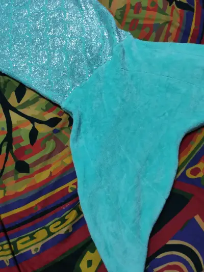Cola de sirena azul brillante para disfraz - miniatura 2