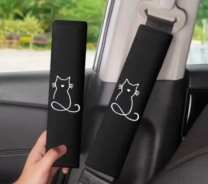 Protectores de cinturón de seguridad con diseño de gato - 1