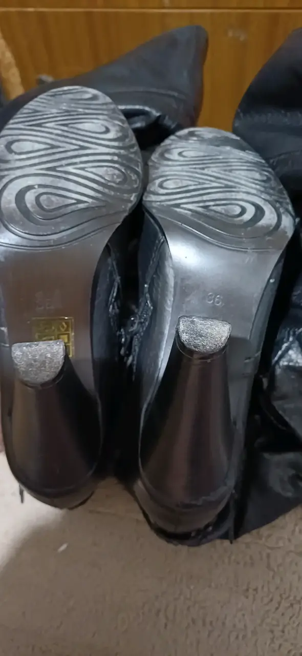 Botas largas negras de cuero para mujer - 6