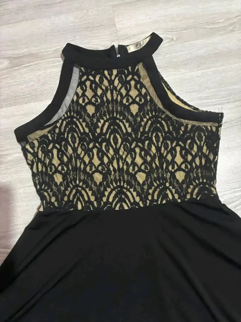 Vestido negro con encaje elegante talla M - L - 3