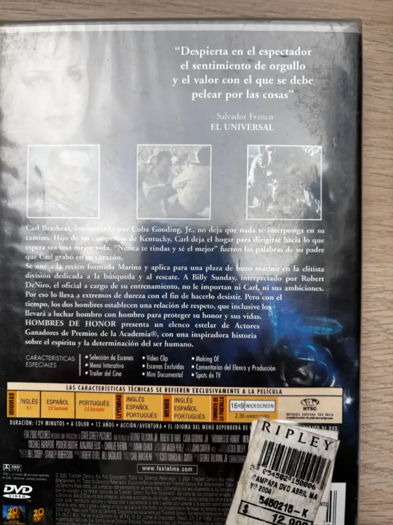 DVD Hombres de Honor con Robert De Niro y Cuba Gooding Jr. - 2