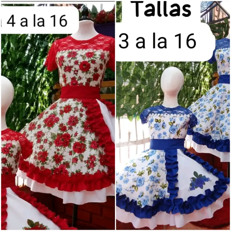 Vestidos infantiles con estampado floral y encaje