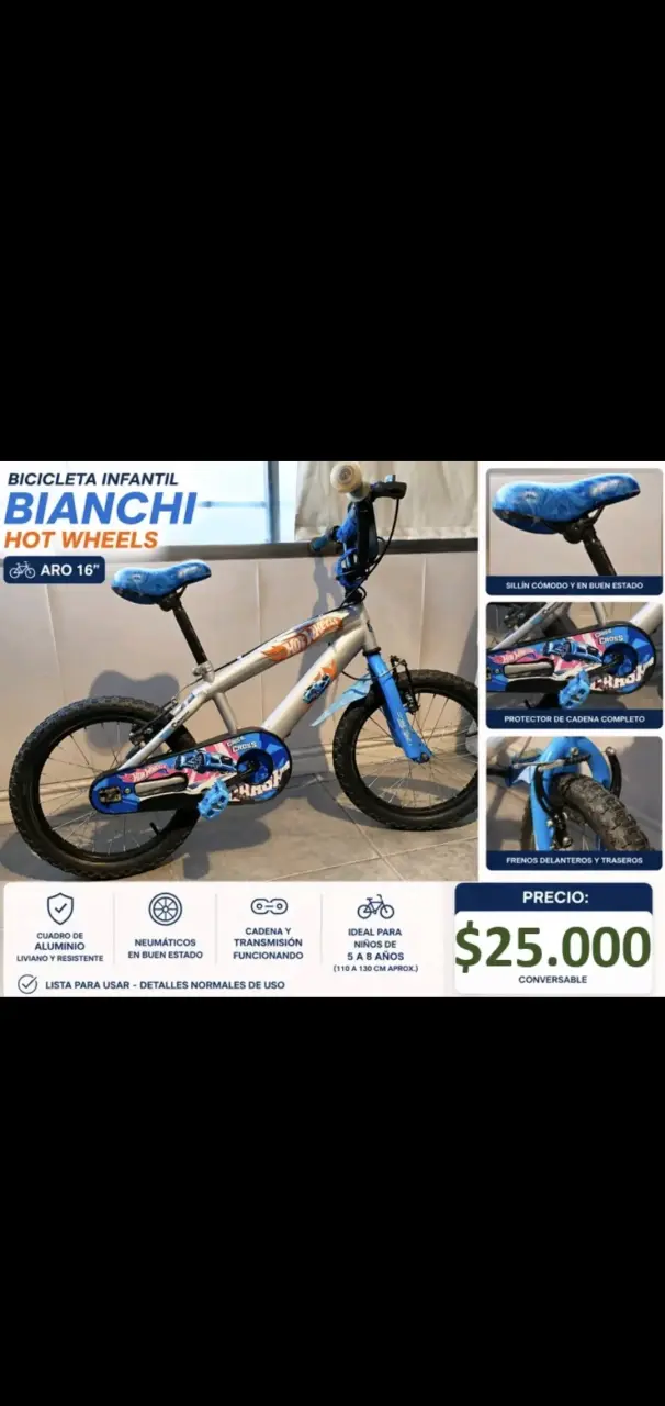 Bicicleta Infantil Bianchi Hot Wheels Aro 16"