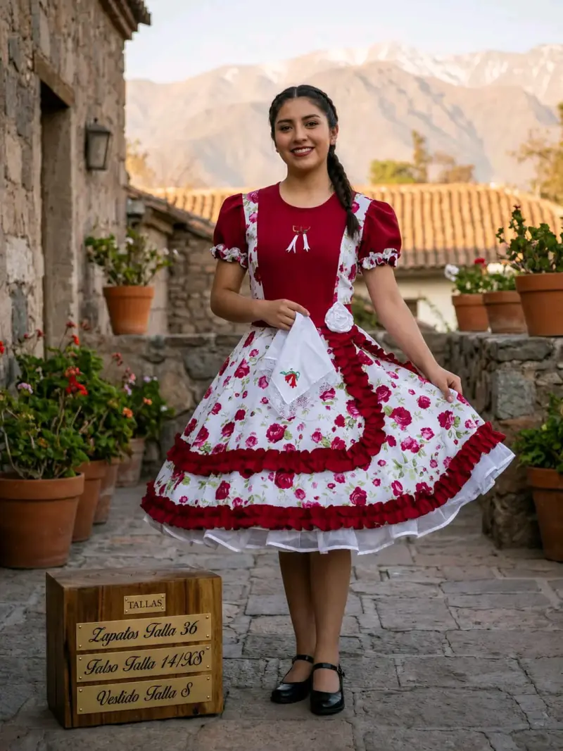 Vestido de Huasa Tradicional Chileno Talla S