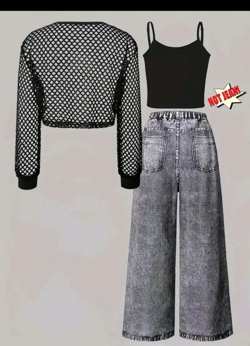 Conjunto 10-12 con top de malla y pantalones esta - 2