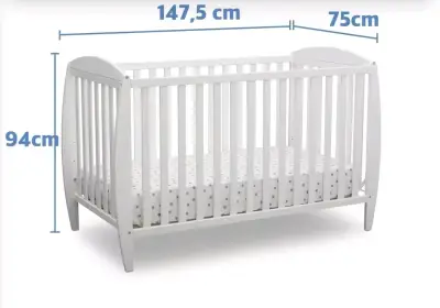 Cuna de madera blanca 3 etapas ajustable - miniatura 1