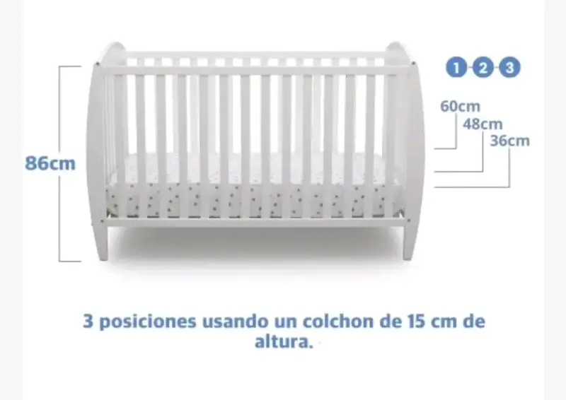 Cuna de madera blanca 3 etapas ajustable - 3