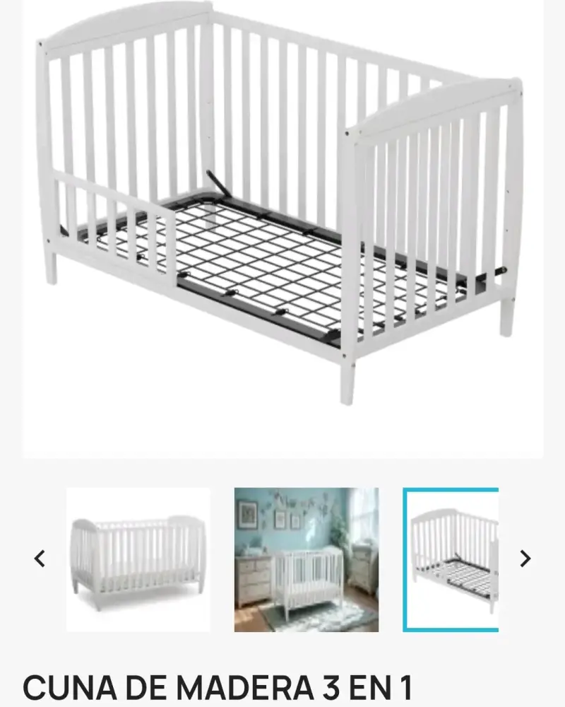 Cuna de madera blanca 3 etapas ajustable - 4